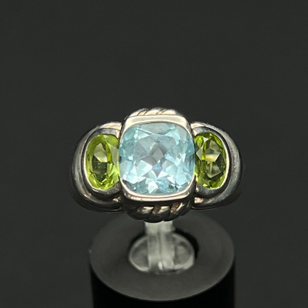 Judith Ripka Blue Topaz and Peridot Ring